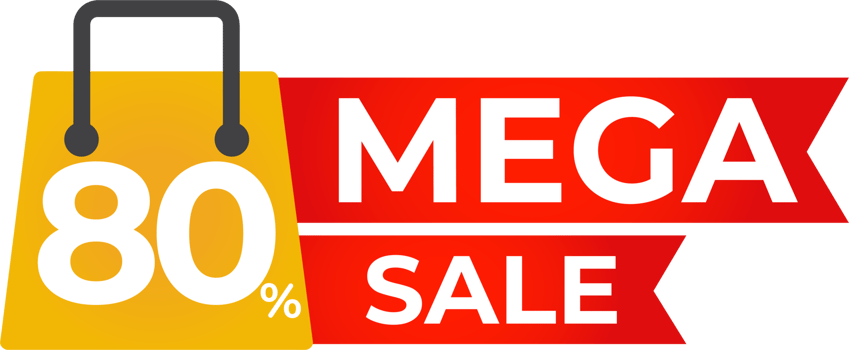 mega sale red ribbon banner png