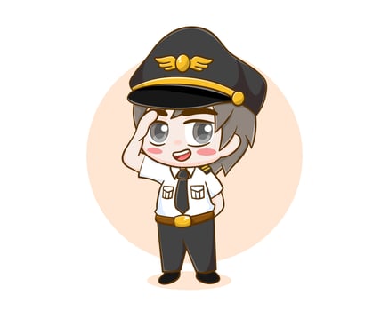 Cute pilot boy cartoon character vector
