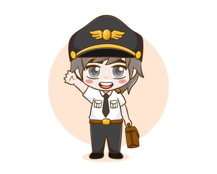 Cute pilot boy cartoon character vector