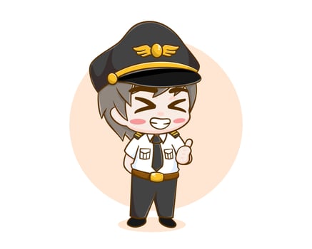 Cute pilot boy cartoon character vector