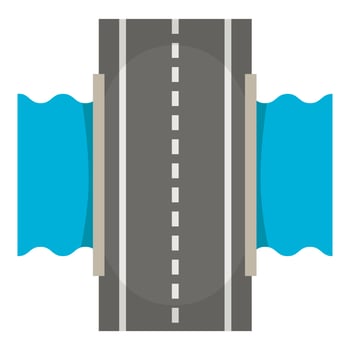 Bridge over river icon, cartoon style vector
