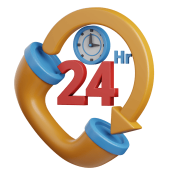 3d rendering 24 hours service isolated useful for ecommerce, shopping and business online design png