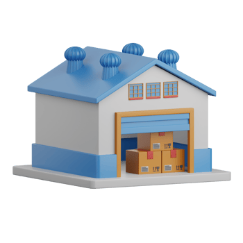 3d rendering warehouse isolated useful for ecommerce, shopping and business online design png
