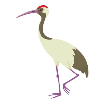 Chinese crane icon, cartoon style vector