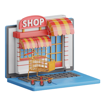 3d rendering online store isolated useful for ecommerce, shopping and business online design png