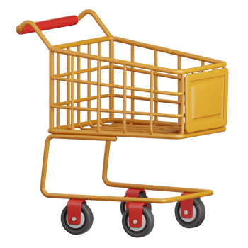 3d rendering shopping cart isolated useful for ecommerce, shopping and business online design png
