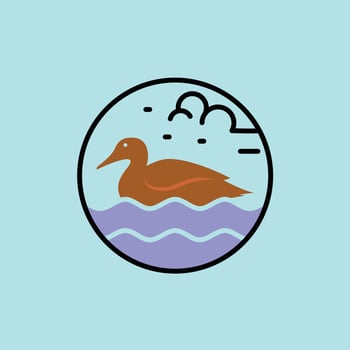 Duck swimming in the water logo vector