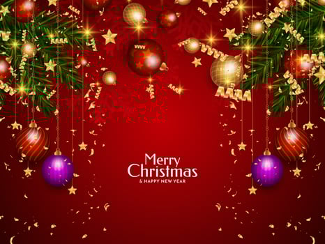 Merry Christmas festival decorative red stylish background design vector