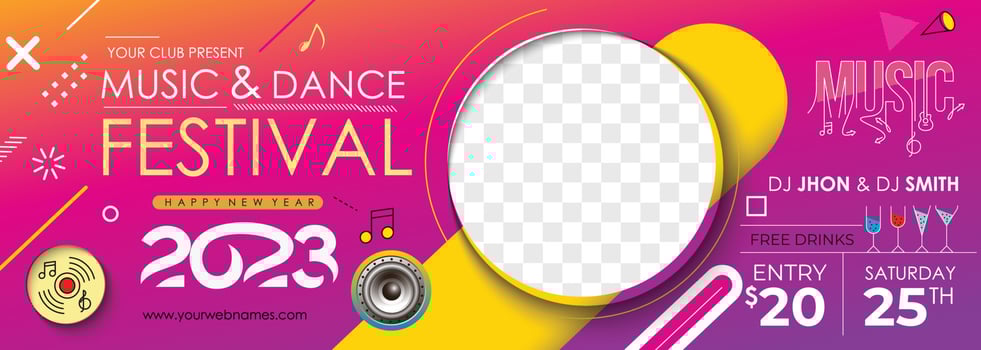 2023 New Year Christmas Music Party Event Flyer Poster for social media. vector
