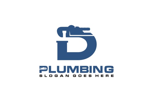 D Initial for Plumbing Service Logo Template, Water Service Logo icon vector. vector