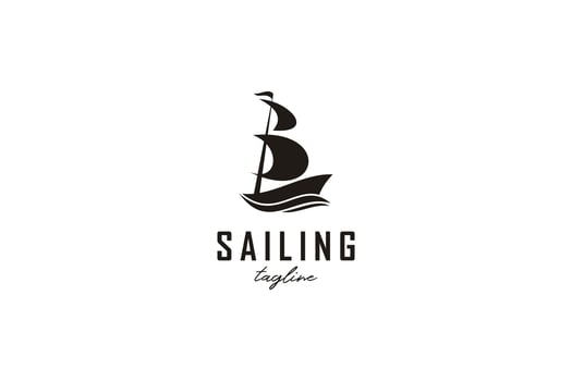 Simple Sailing Yacht Silhouette Logo design inspiration vector