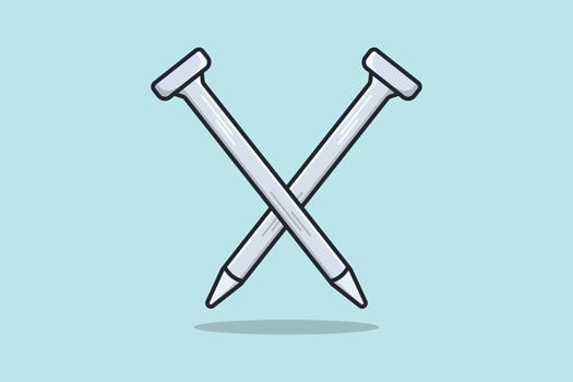 Metallic nail for joining wooden vector illustration. Working tools equipment icon concept. Build and repair symbol logo design.