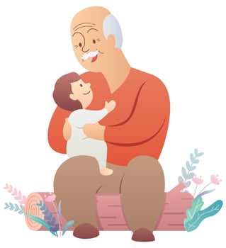Grandfather and Baby on White vector
