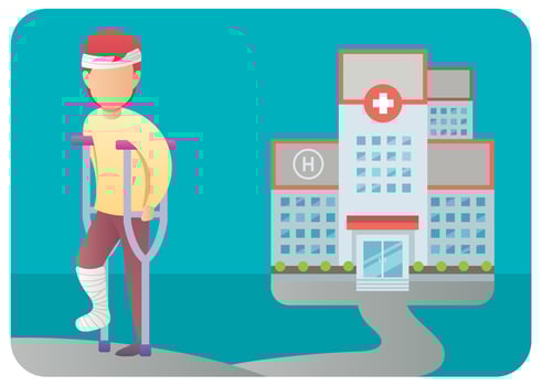 Injured Man and Hospital vector