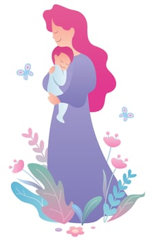 Mother and Baby on White vector