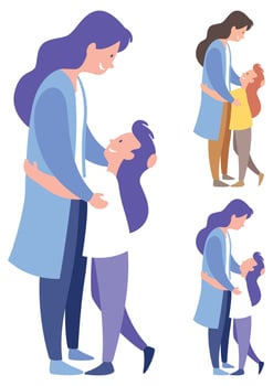 Mother and Daughter on White vector