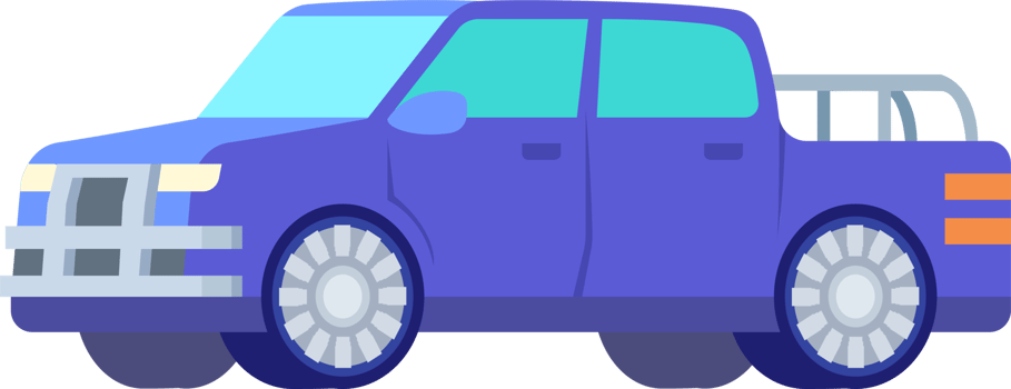 Colorful car illustration. Flat style automobile. Profile projection, side view. PNG with transparent background.