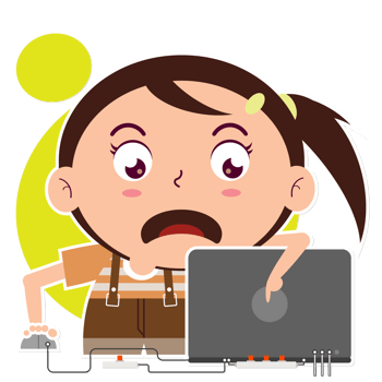 girl playing computer cartoon cute png