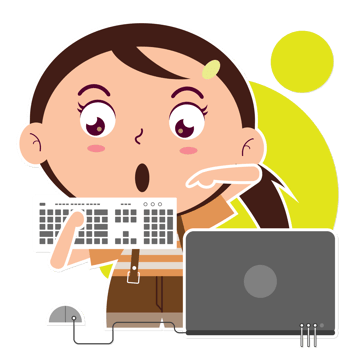 girl playing computer cartoon cute png