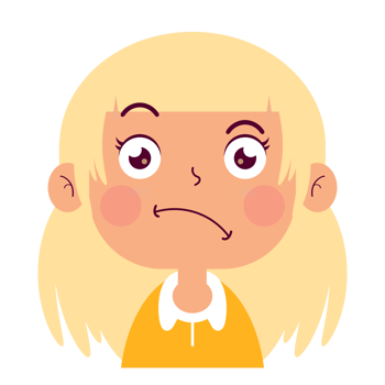 girl doubt face cartoon cute png