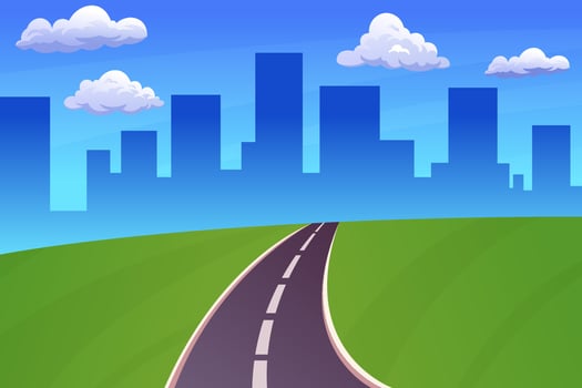 Illustration of the road to the city vector