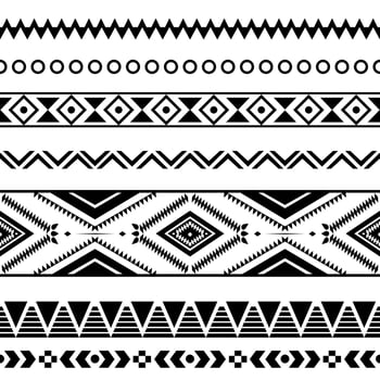 Vector abstract ethnic geometric pattern design for background or wallpaper, Seamless ethnic pattern. Handmade. Horizontal stripes. Black and white print for your textiles. Vector illustration