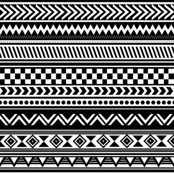 Vector abstract ethnic geometric pattern design for background or wallpaper, Seamless ethnic pattern. Handmade. Horizontal stripes. Black and white print for your textiles. Vector illustration