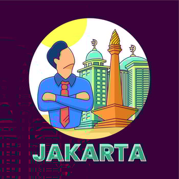 illustration of a businessman, city view background vector