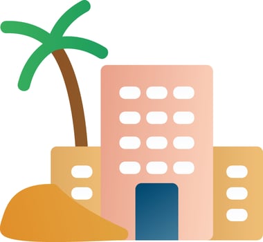 Desert Hotel Filled Icon vector