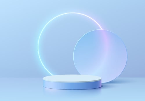 Display pedestals with soft glowing effects vector