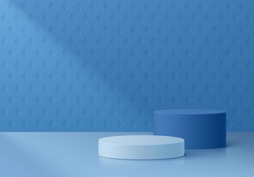 Blue display platforms on a blue background vector