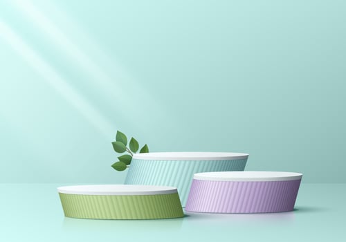 Colorful decorative bowls with greenery vector