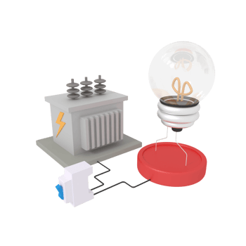 3d illustration of electrical substations and light bulb png