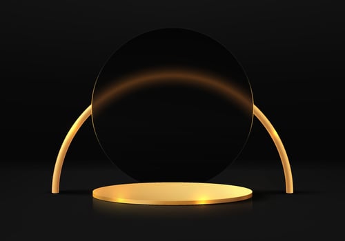 Gold circular display with black background vector