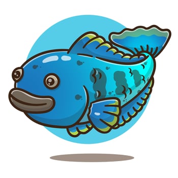 illustration of cute cartoon blue snakehead fish vector good for sticker, logo, education