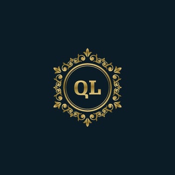 Letter QL logo with Luxury Gold template. Elegance logo vector template.