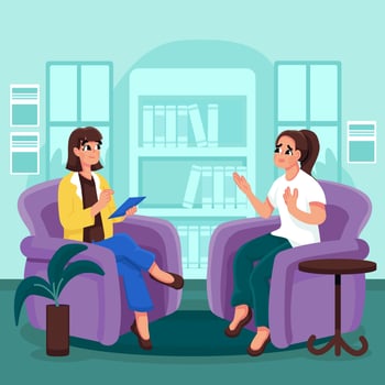 Women Counseling Her Problem With Psychologist vector