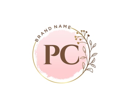 Initial PC feminine logo. Usable for Nature, Salon, Spa, Cosmetic and Beauty Logos. Flat Vector Logo Design Template Element.
