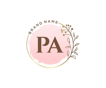 Initial PA feminine logo. Usable for Nature, Salon, Spa, Cosmetic and Beauty Logos. Flat Vector Logo Design Template Element.
