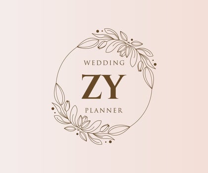 ZY Initials letter Wedding monogram logos collection, hand drawn modern minimalistic and floral templates for Invitation cards, Save the Date, elegant identity for restaurant, boutique, cafe in vector