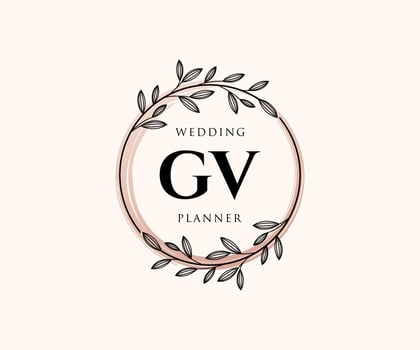 GV Initials letter Wedding monogram logos collection, hand drawn modern minimalistic and floral templates for Invitation cards, Save the Date, elegant identity for restaurant, boutique, cafe in vector