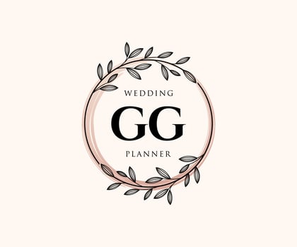 GG Initials letter Wedding monogram logos collection, hand drawn modern minimalistic and floral templates for Invitation cards, Save the Date, elegant identity for restaurant, boutique, cafe in vector