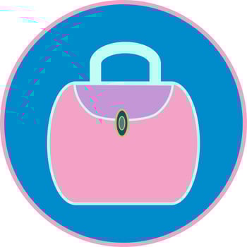 Women's bag icon on circular blue background. vector