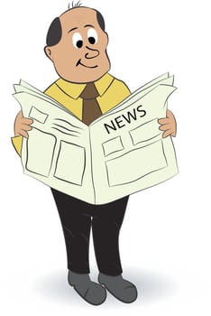 cartoon manager reading newspaper vector
