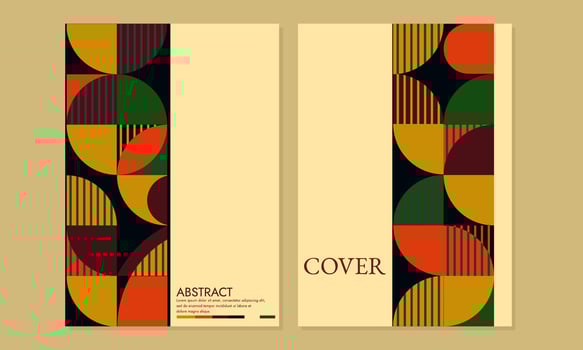 bauhaus circle retro cover design set. abstract geometric background. A4 size for posters, catalogs, journals, annual books, notebooks vector