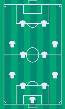 vector graphic design, illustration of ball field background with the player icon to design formation during a ball game or live view