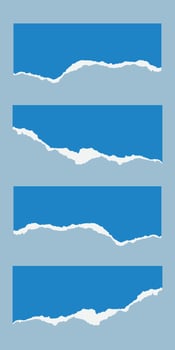 Blue color torn paper design vector background  set