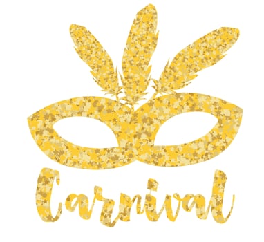 Gold Carnival Mask, Masquerade, Mardi Gras. vector