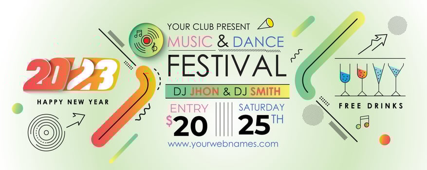 2023 New Year Christmas Music Party Event Flyer Poster for social media. vector