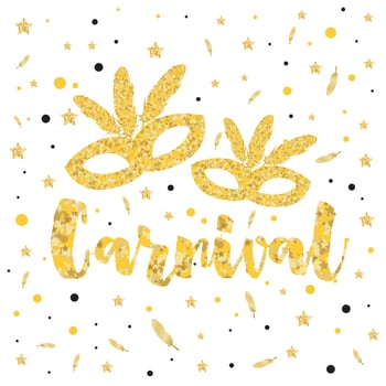 Gold Carnival Mask, Masquerade, Mardi Gras. vector